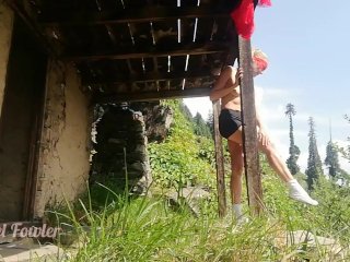 Hot blonde Stripping and masturbating in nature up to orgasm - Angel Fowler 