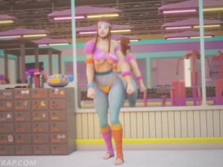 Brigitte在健身房跳舞（沒有胸罩！）