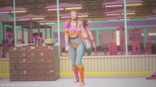 Brigitte dansen in de sportschool (geen bh!)
