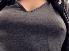 Boobwalk, Gray Shirt, Leather Jacket