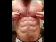 Preview 3 of Muscle stud posing and jerking big dick