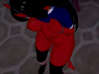 Meru the Succubus rubs and fingers her pussy.