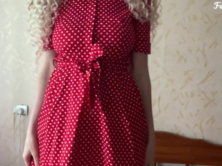 белая попка в красном платье любит анал/Фералберри