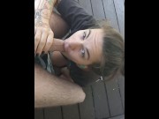 Preview 2 of Lil Tatted Cutie On Acid Sucks Cock On Porch For Neighbors