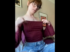 Dressing like this means I can show you my pretty tits at any moment! Can you give them a kiss?