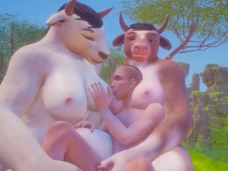 Twink Cums on Furry's Huge Tits