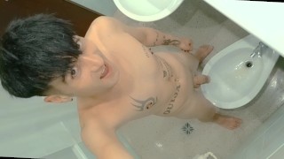 Naked Peeing In The Bidet