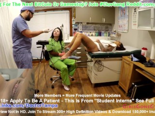 $CLOV - L’infirmière Lenna Lux Examine La Patiente Uniformisée Stefania Mafra Pendant que Doctor Tampa L’observe