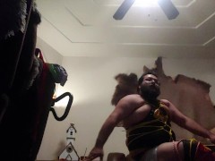 Crossdress hog tie self bondage choke