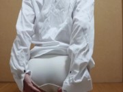 Preview 3 of A girl wearing a boyfriend shirt has a continuous orgasm with electric massager masturbation.