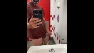 Jackingoff in a public restroom fir u 