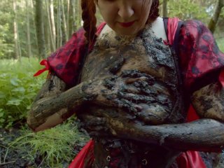 Red Riding Hood in Forest Mud Trailer