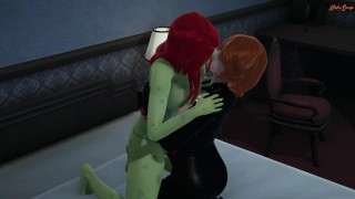 Black Widow and Poison Ivy fuck using toys.