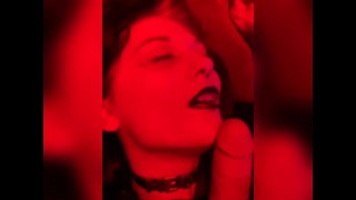 A Brief Glimpse Of A Brand New Amateur Daria Doom Goth Slut With Cuffed Wrists Sucking Cock