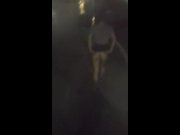 Preview 1 of Strolling around the city at night with her tits and ass bare, undressing and sucking cock.