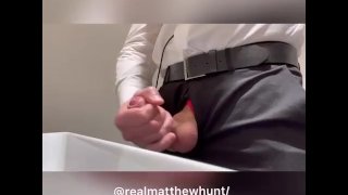 Toilet handjob and cum