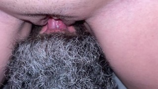 Big Bearded Man Makes My Pussy Suck