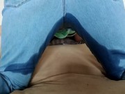 Preview 5 of Sexy peeing into my jeans after 4 hours desperation