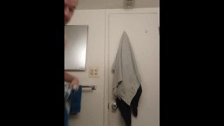 Jerking off and ass spanking in the shower
