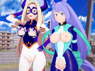 僕のヒーローアカデミアNejireとMt Ladyが中出し3Pハメ撮り変態