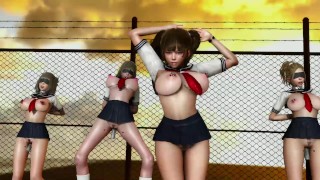 MMD R18 Submissive Schoolgirls In Slut Uniform Dance On The Classroom Roof