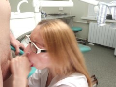 Ukrainian dentist seduced an intern at work and he fucked her hard in the ass and cum on face in 4K.