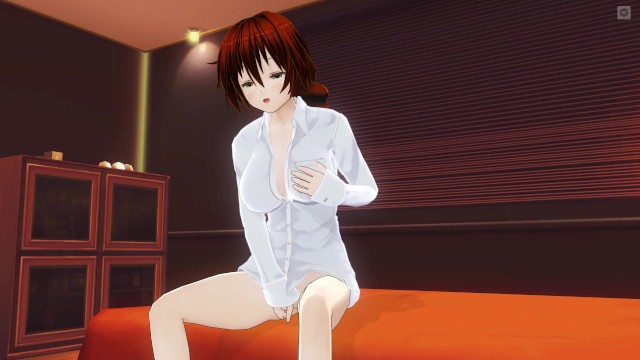 3D HENTAI Рыжая подруга мастурбирует на твоей кровати