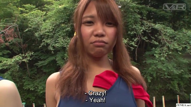 Japanese schoolgirls in swimsuits CFNM handjob harem