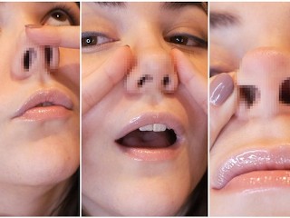 Nostril Fetish Nose Tour  Nostril Flaring, Pinching, Pig Nose Play With Glossy Pink Lips