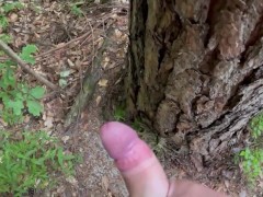 Morning masturbation in woods, huge cumshot