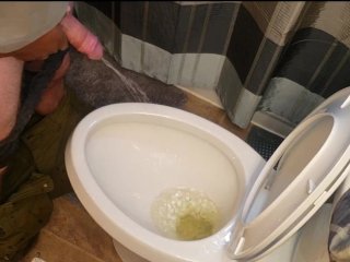 hold dick while piss, pissing, she holds his dick, watersports