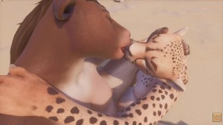 野生动物 Tali 和 Zuri 女同性恋 毛茸茸的 色情