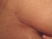 Preview 1 of Giving my man CLOSE UP FIRST TIME PAINFUL ANAL with dildo and sucking with mouth creampie 😛