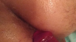 Giving My Man A Close-Up PAINFUL ANAL FOR THE FIRST TIME With Dildo And Sucking With My Mouth Creampie