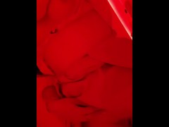 Girl caresses herself in the restroom of a nightclub