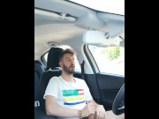 Jerking off my huge cock in a public car park