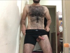 Hard perfect hairy body solo guy I ejaculate by fucking my hand