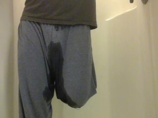 wetting, male pee desperation, shower, solo