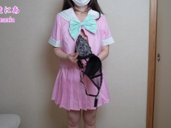 Tバックピンクセーラー服でノーブラノーパン生着替え下着紹介❤️