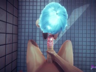Yaoi Femboy POV Blue suck a dick and bareback in a shower