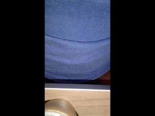 My stepdad jerks off and shows me his cum load