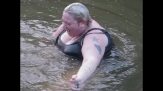 swimming in the river