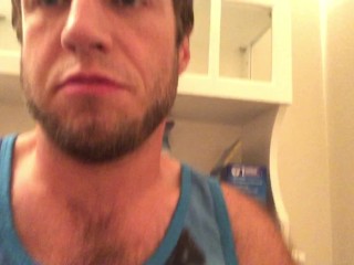 Hairy Cock Rub-Out on Toilet