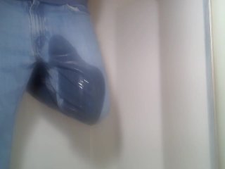 piss desperation, wetting jeans, solo male, jeans, peeing