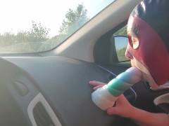 A Mystic and Lush Filled Car Ride - Sexy girl masturbates while driving around in public with toys