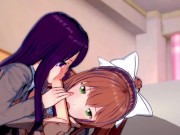 Preview 4 of Yuri and Monika share a cock in the club! (POV) (3D Hentai) (Doki Doki Literature Club)