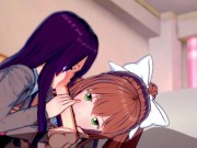 Preview 5 of Yuri and Monika share a cock in the club! (POV) (3D Hentai) (Doki Doki Literature Club)