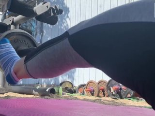 view of feet in socks during workout (foot fetish) - GlimpseOfMe