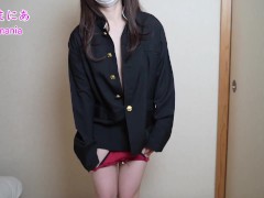 ギリギリ全裸学ラン姿でノーブラノーパン下着紹介します❤️
