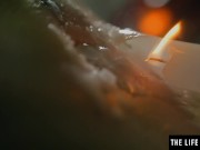 Preview 5 of Sexy brunette squirting as she fucks herself with a lit candle